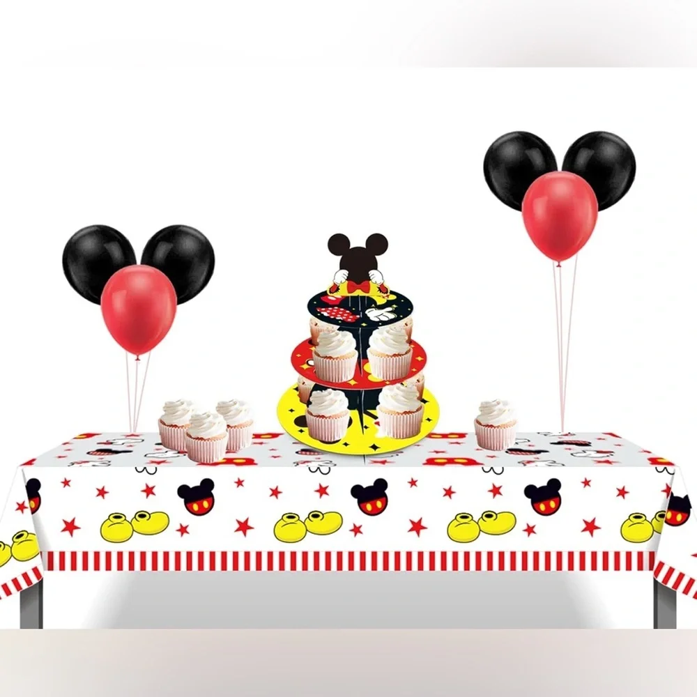Fun Birthday- Cardboard Mickey Mouse 3 Tier Cupcake Stand Official Disney